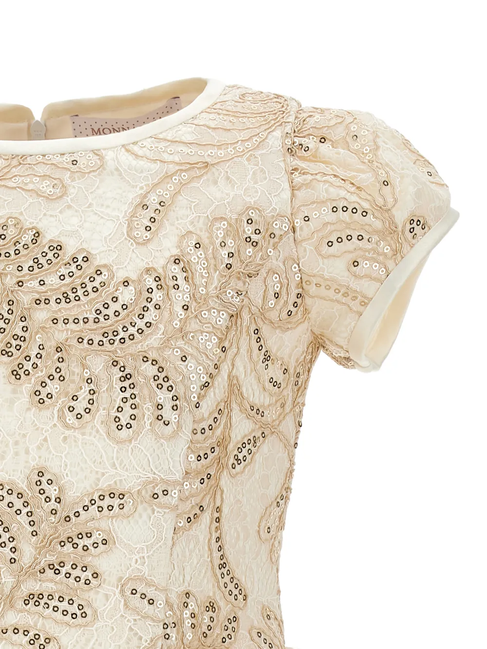 Monnalisa Jurk verfraaid met pailletten Beige