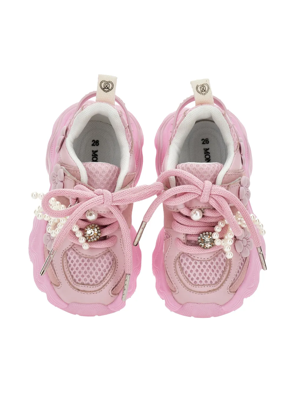 Monnalisa Flower sneakers met kralen Roze