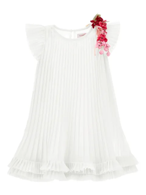 Monnalisa vestido plisado con aplique floral
