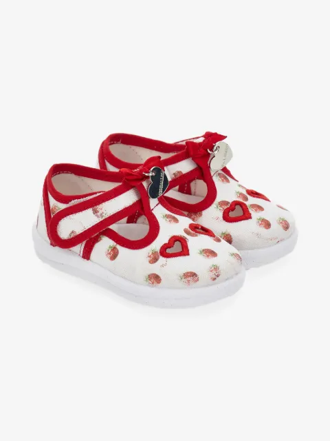 Monnalisa zapatos primeros pasos con fresas estampadas