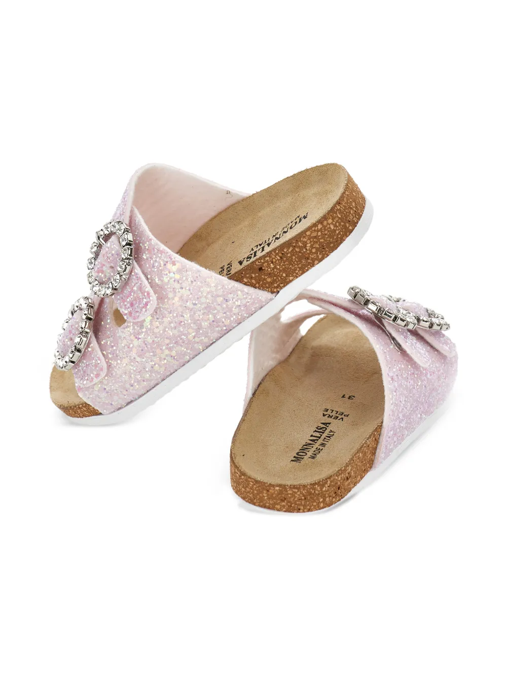 Monnalisa Slippers met glitter gesp Roze