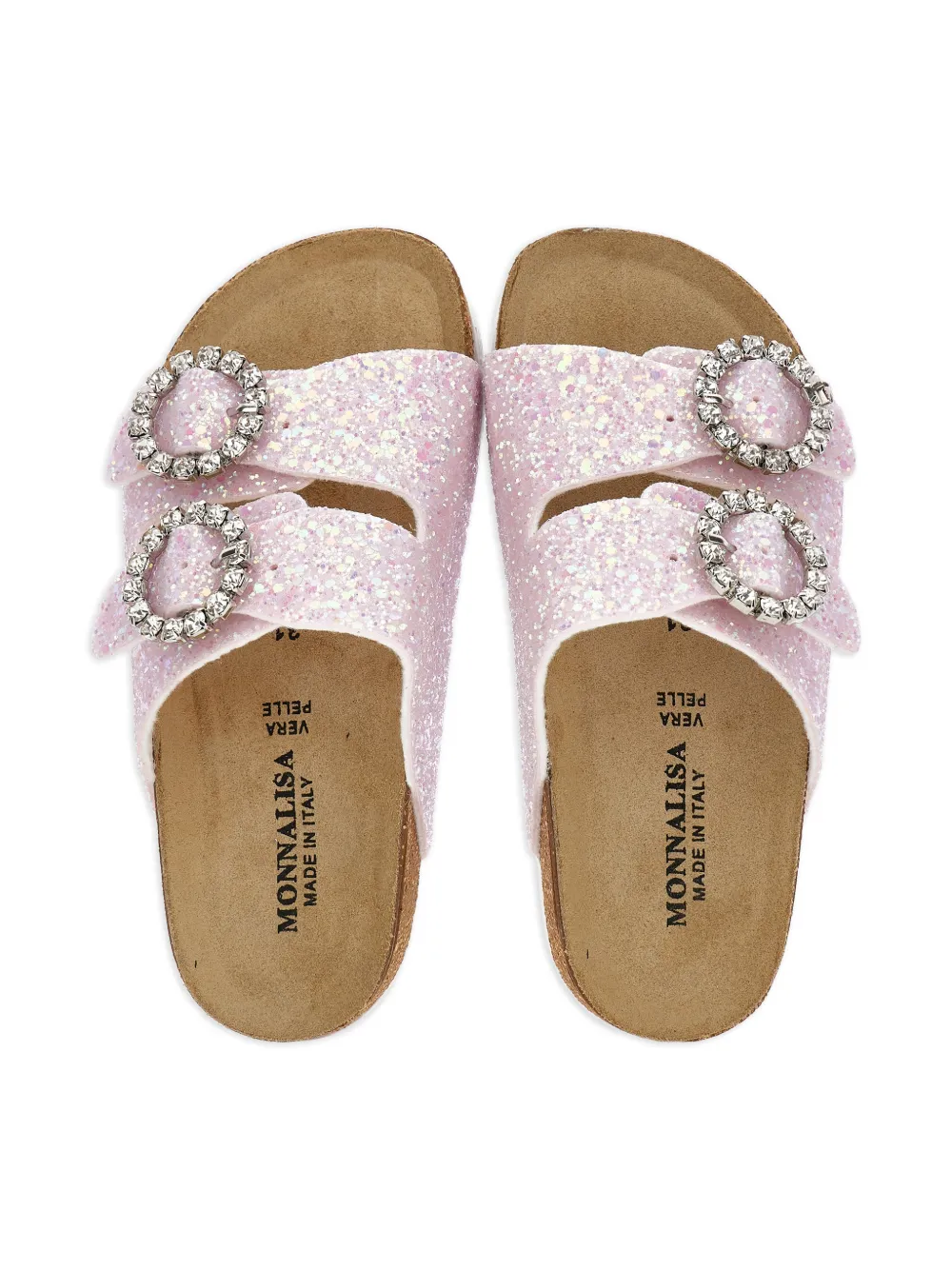 Monnalisa Slippers met glitter gesp Roze