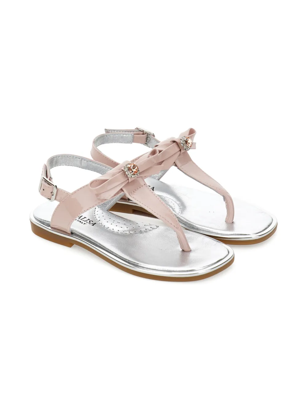 Monnalisa Sandalen met T-bandje en strikdetail Roze