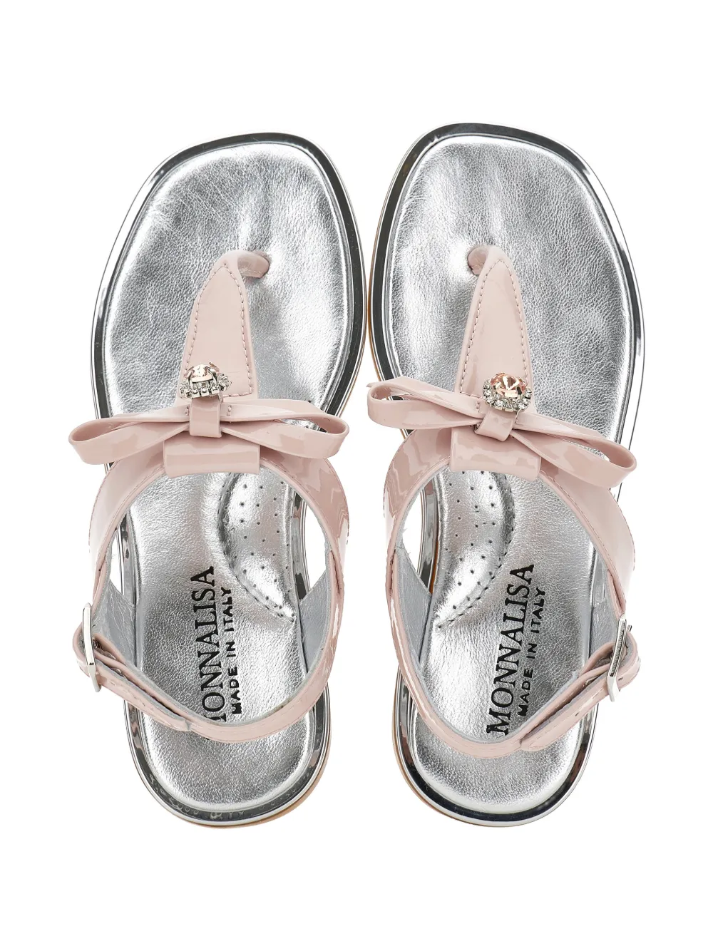 Monnalisa Sandalen met T-bandje en strikdetail Roze