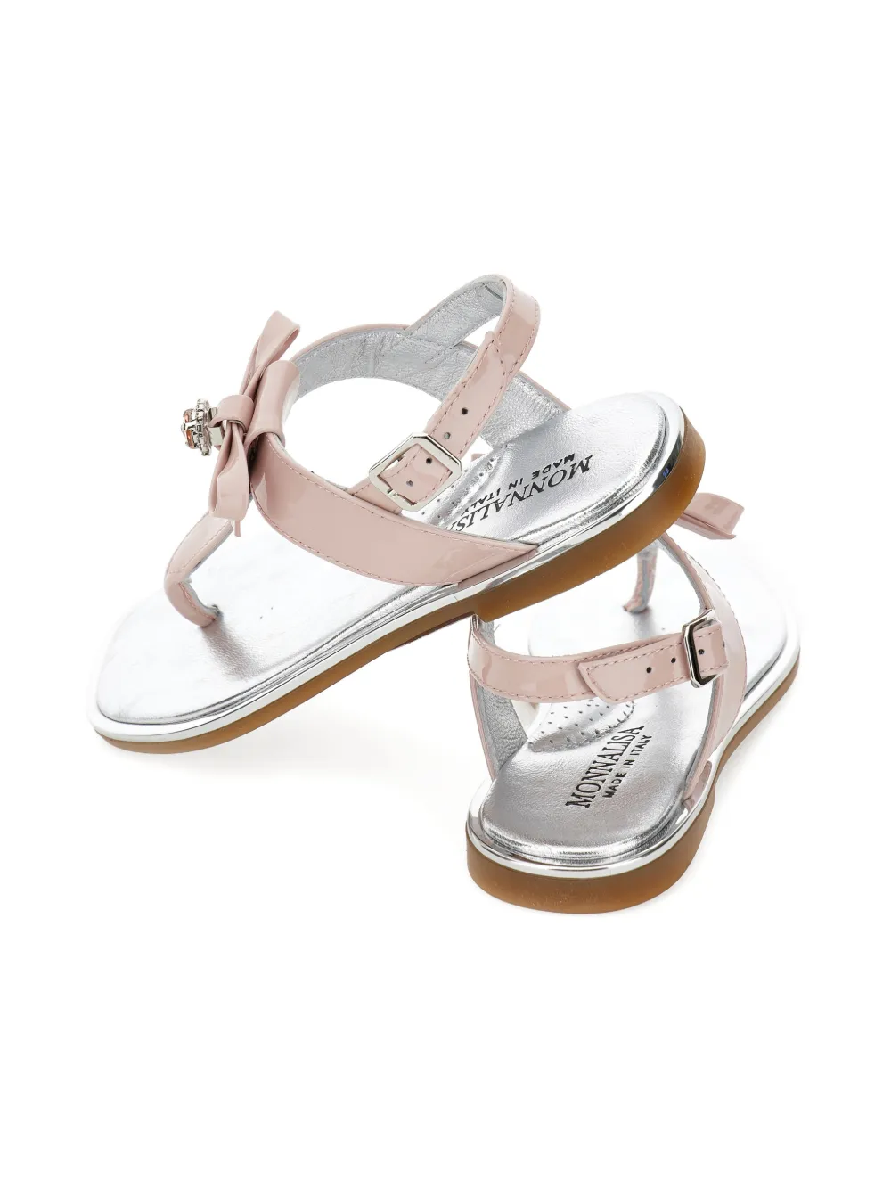 Monnalisa Sandalen met T-bandje en strikdetail Roze