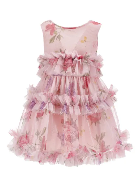 Monnalisa floral-print ruffled-tiers dress
