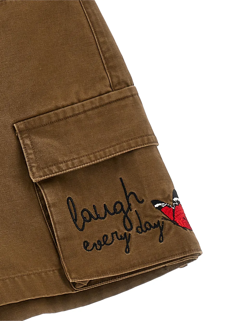 Monnalisa Shorts met geborduurd detail en cargo zak Bruin