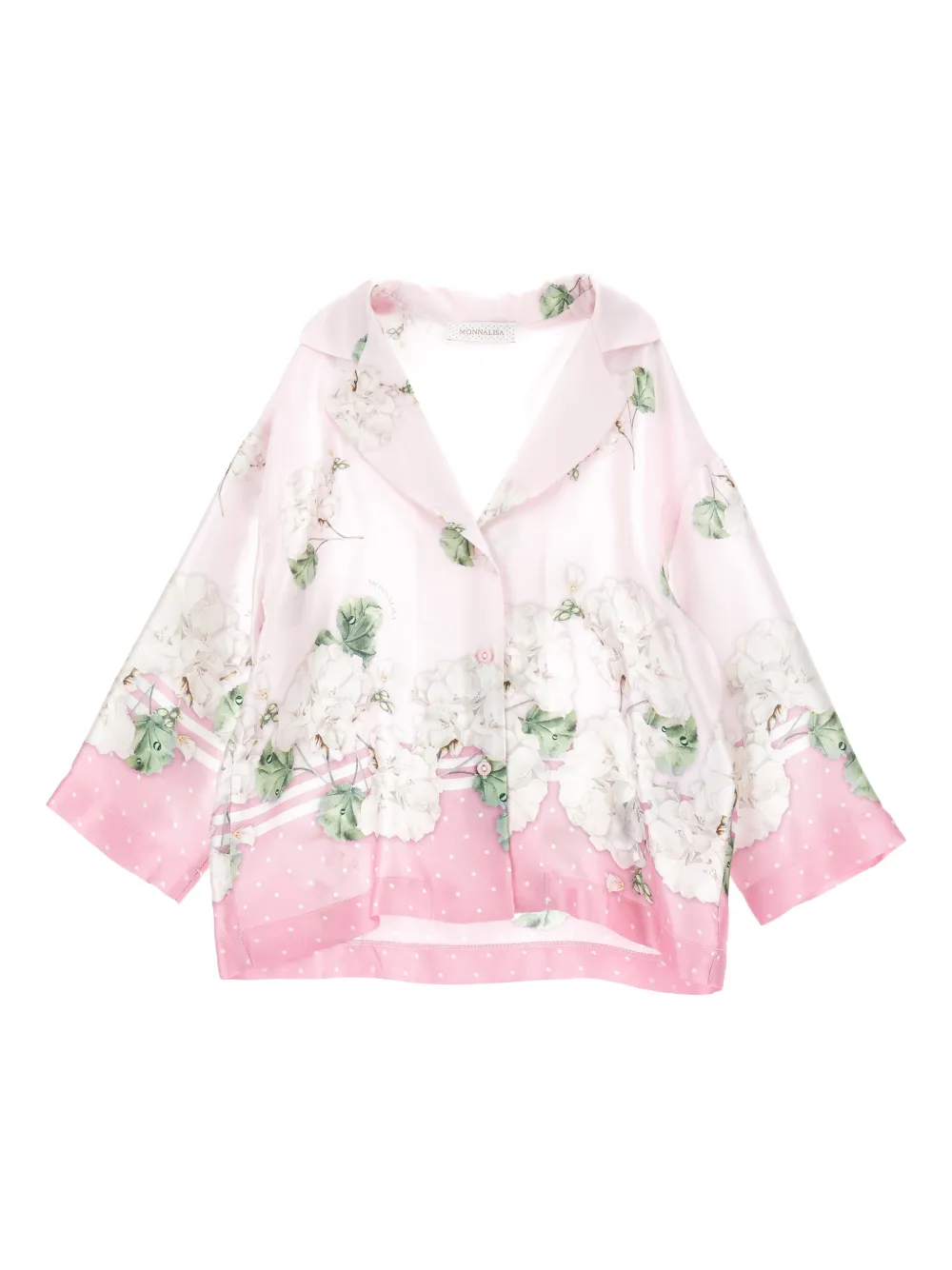 Monnalisa Top a pois con stampa a fiori - Rosa