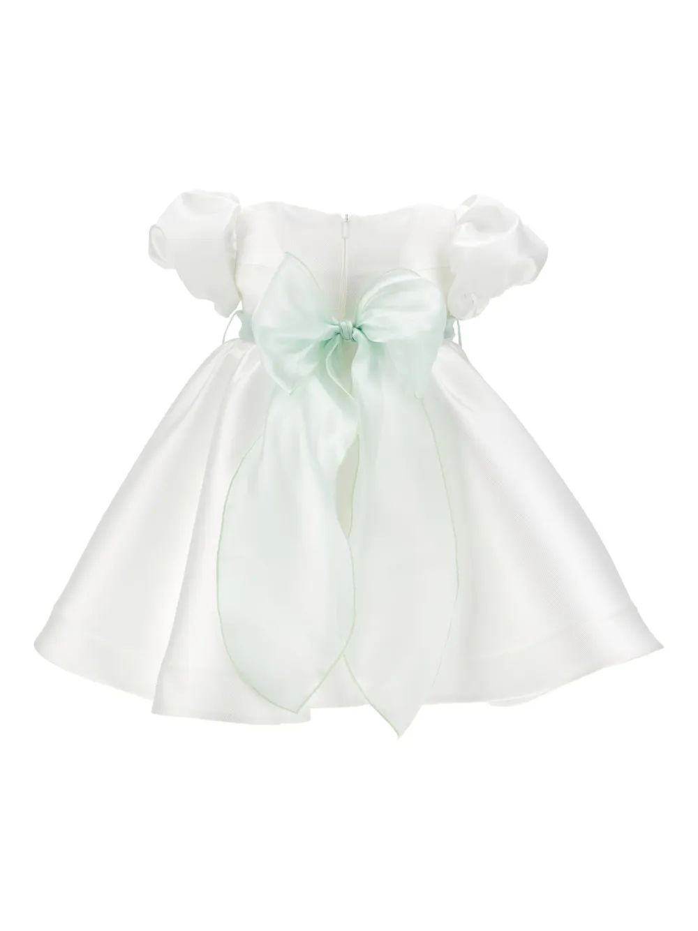 Monnalisa Jurk met bloemapplicatie en strik - Wit