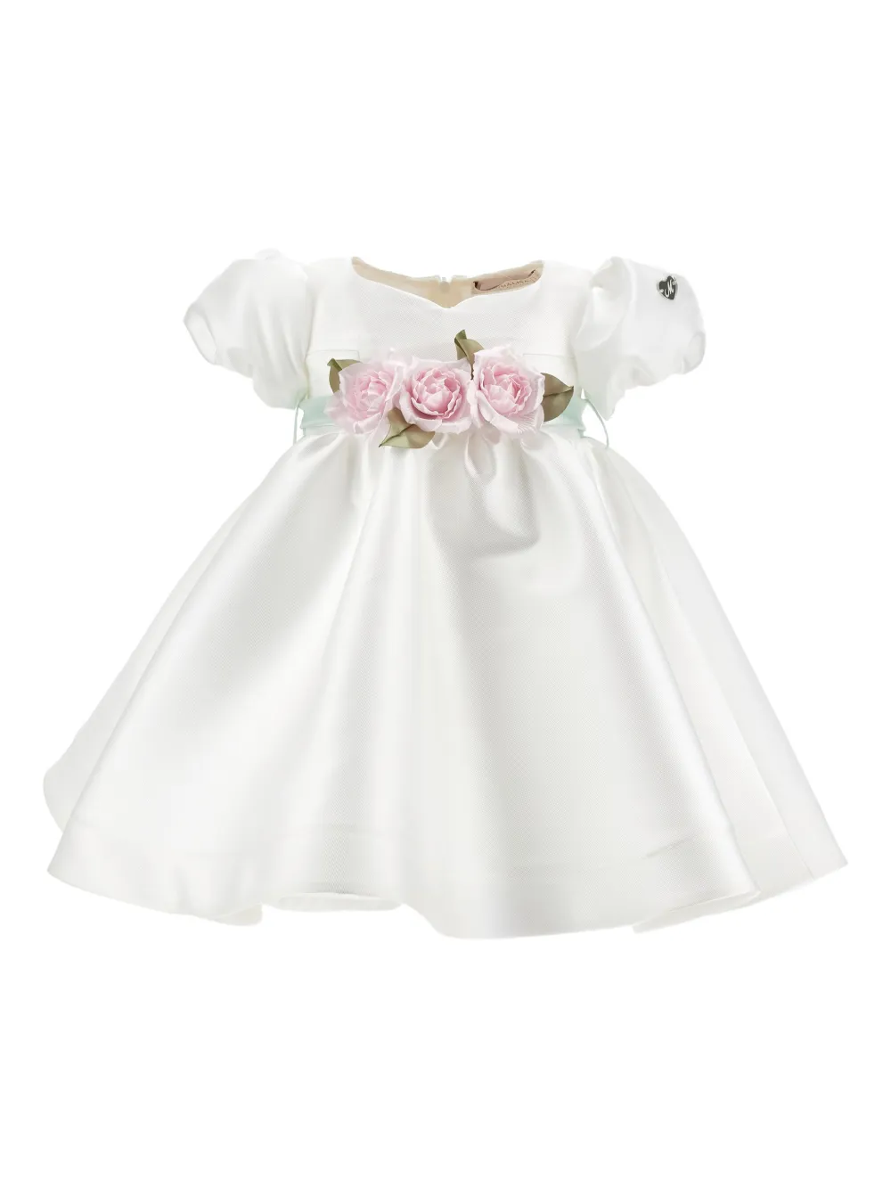 Monnalisa Abito con applicazione fiori - Bianco