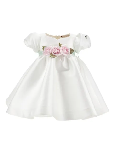 Monnalisa vestido con apliques florales y moño