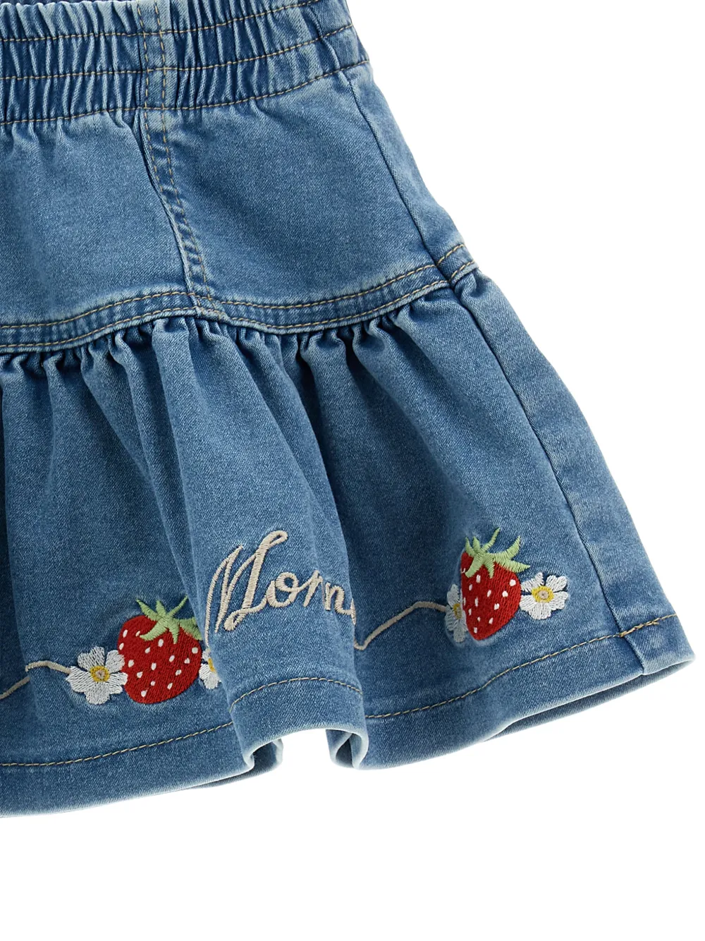Monnalisa Spijkerrok met geborduurd logo Blauw