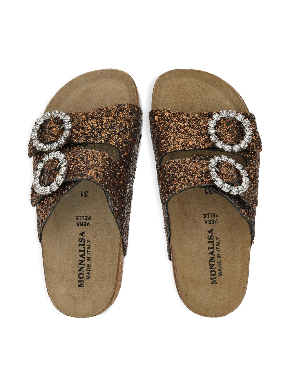Monnalisa Sandalen met glitter gesp Bruin