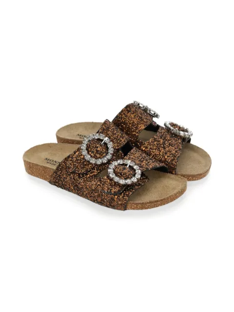 Monnalisa glitter buckle sandals