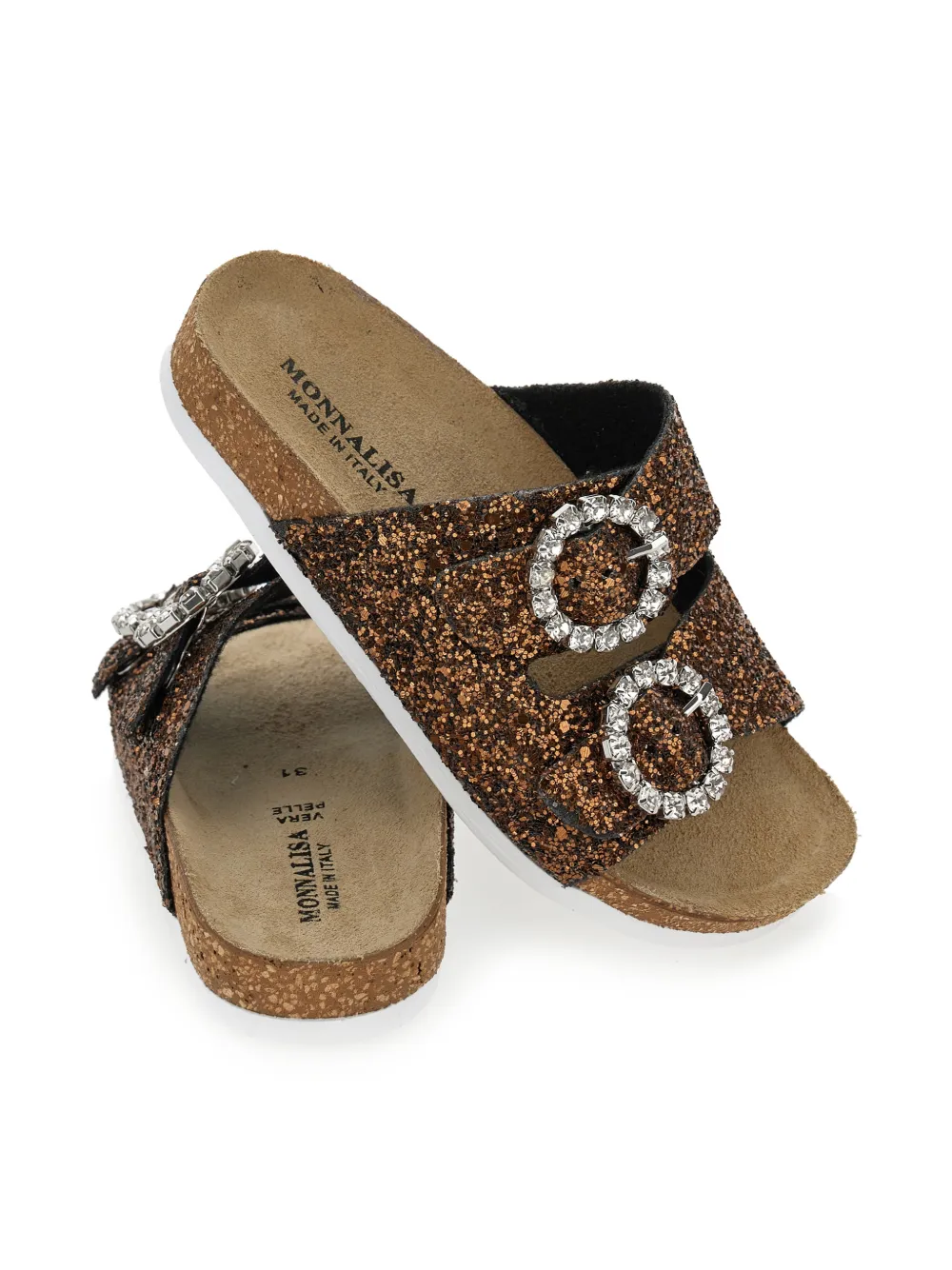 Monnalisa Sandalen met glitter gesp Bruin