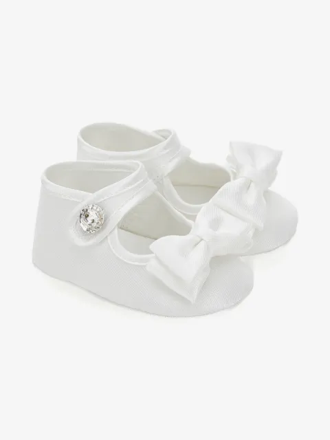 Monnalisa bow embellished crib shoes