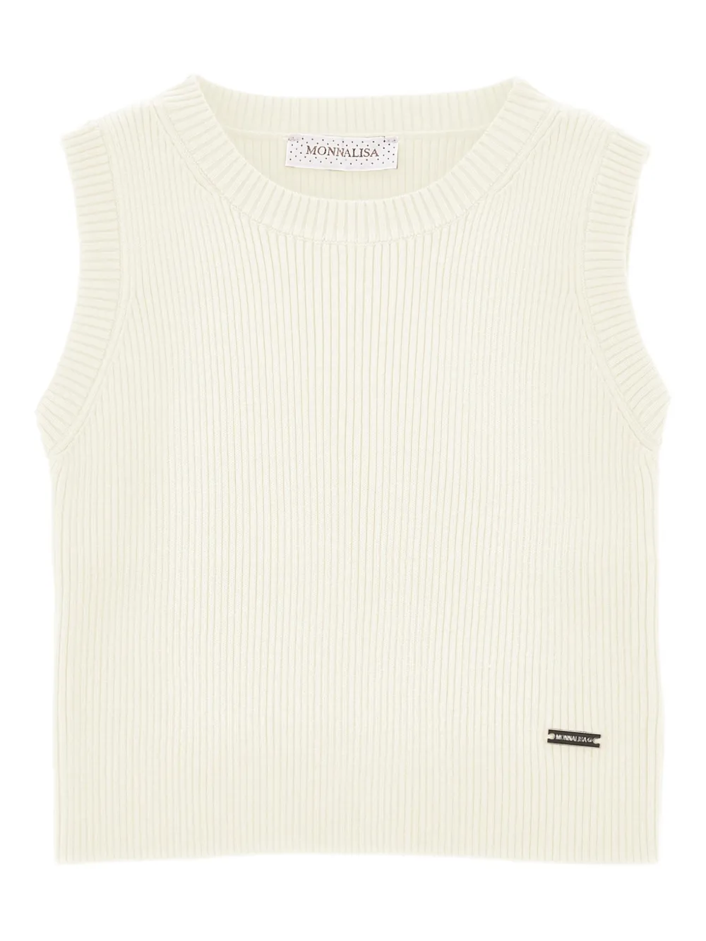 Monnalisa Top a coste con placca logo - Toni neutri