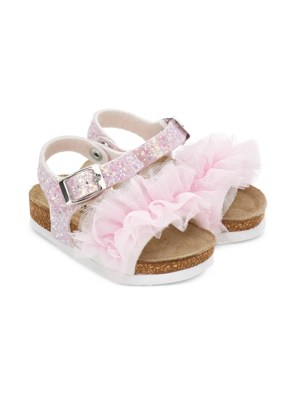Monnalisa Sandalen met glitter en ruches Roze