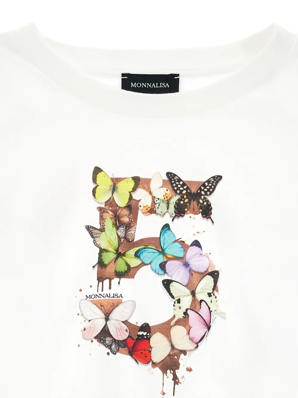 Monnalisa T-shirt met vlinderprint Wit