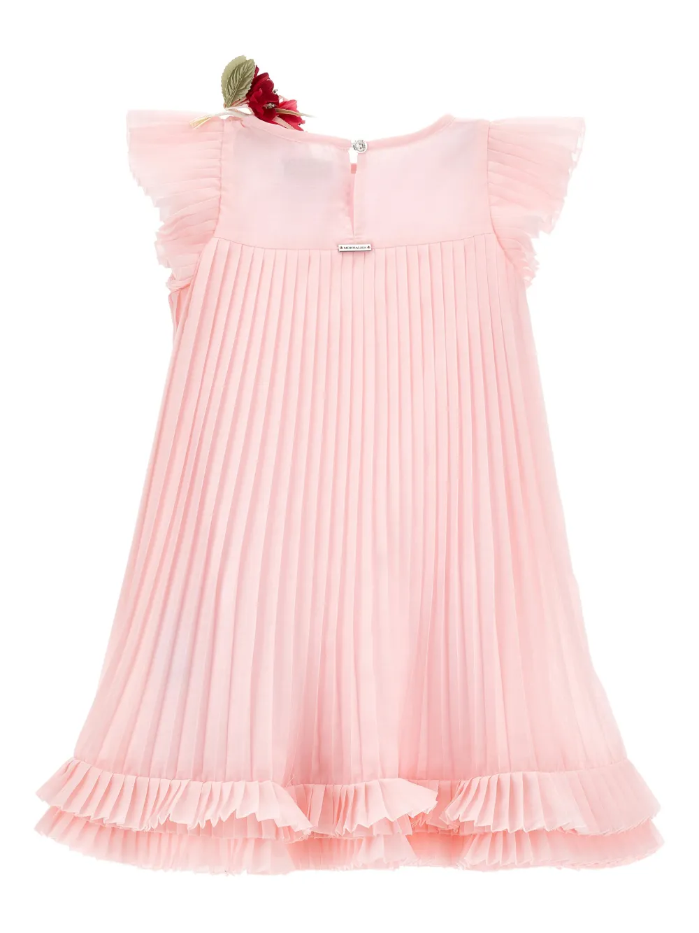 Monnalisa Geplooide jurk met bloemapplicatie Roze