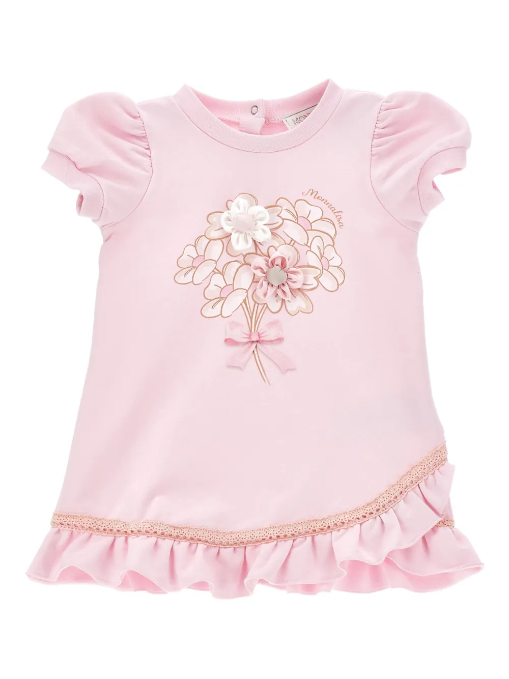 Monnalisa Abito a fiori con ruches - Rosa