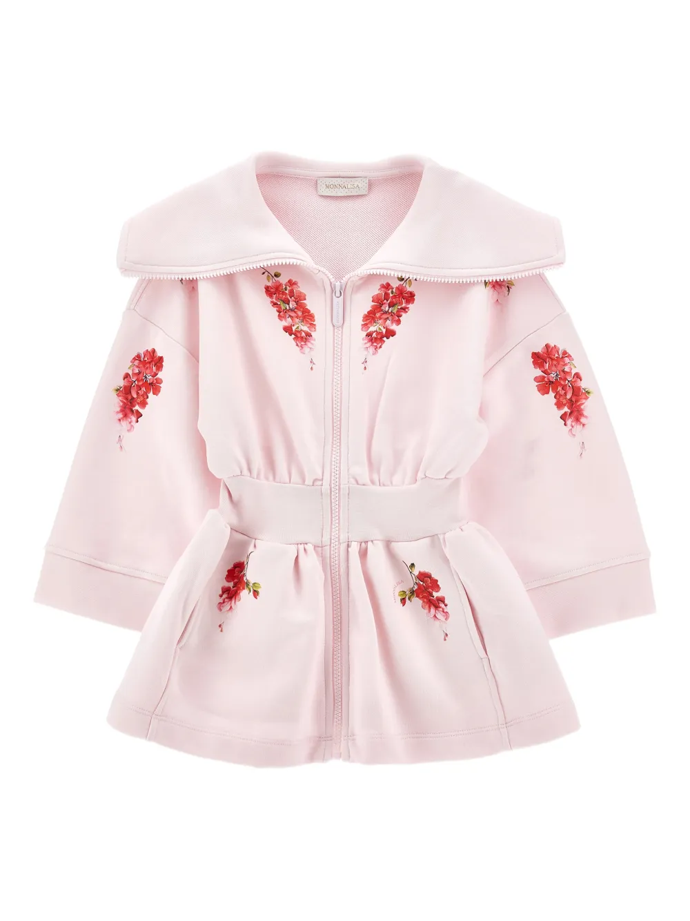 Monnalisa Giacca sportiva a fiori con zip - Rosa