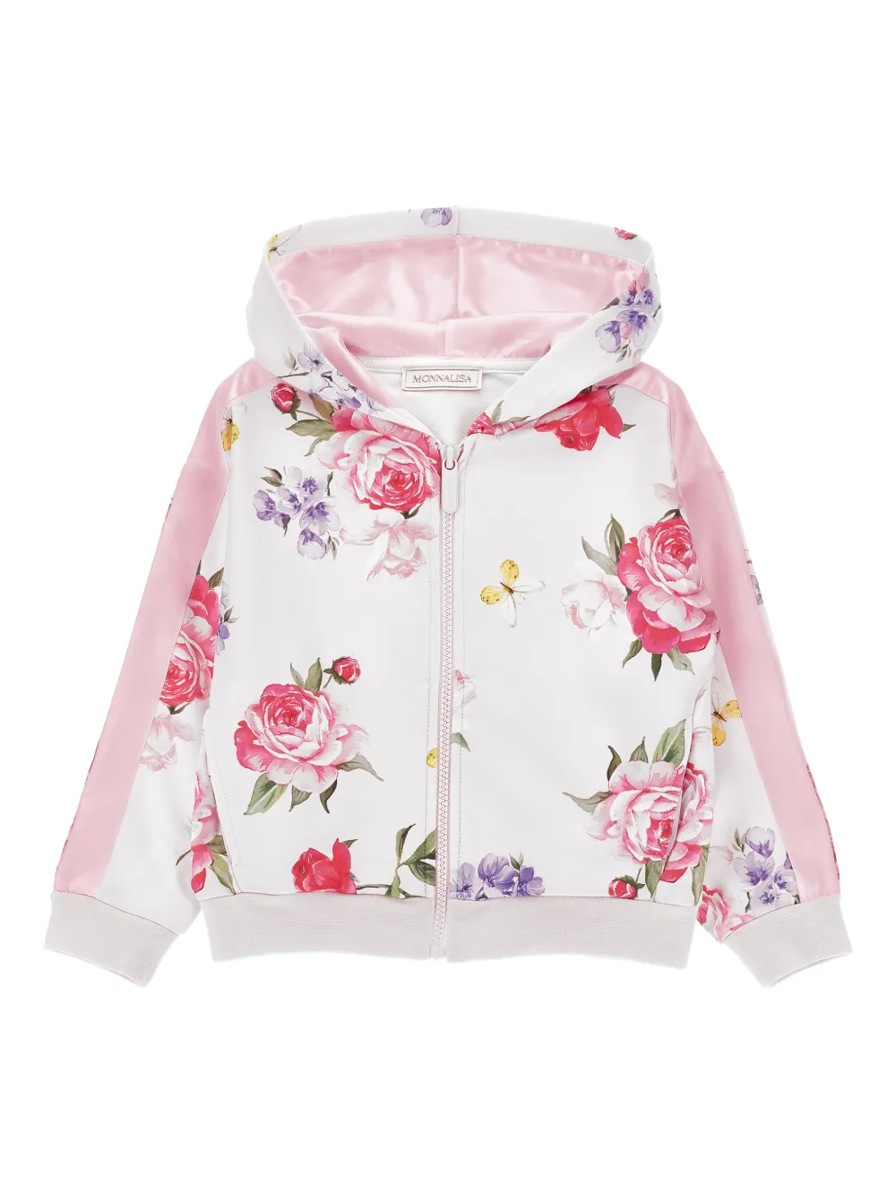 Monnalisa Hoodie mit Blumen-Print - Weiß