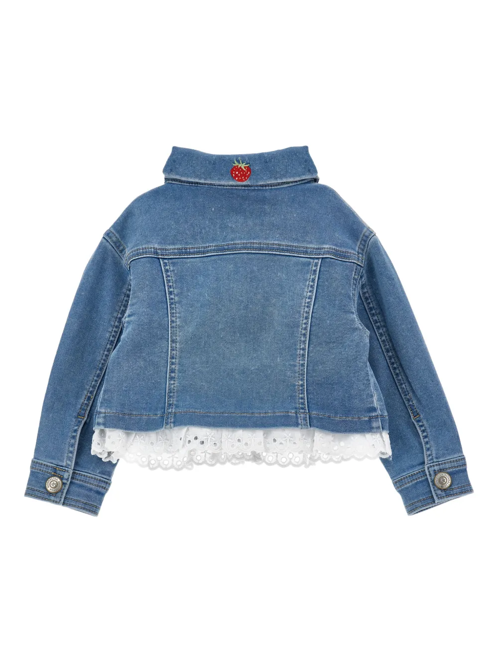 Monnalisa Spijkerjack met geborduurd logo Blauw