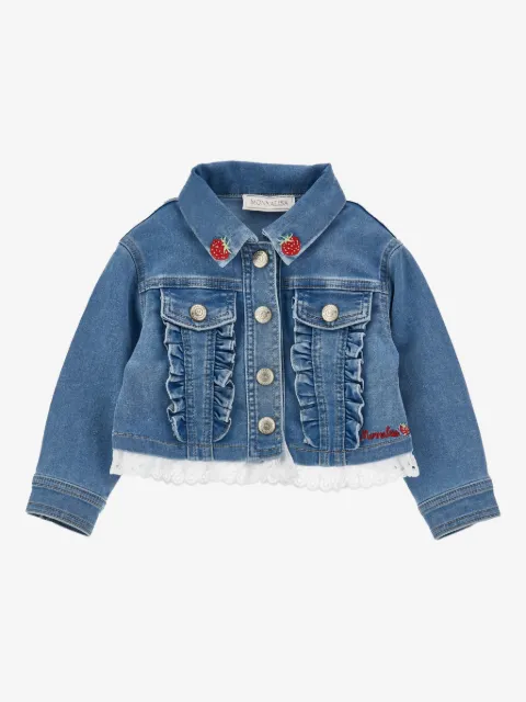 Monnalisa logo-embroidered denim jacket