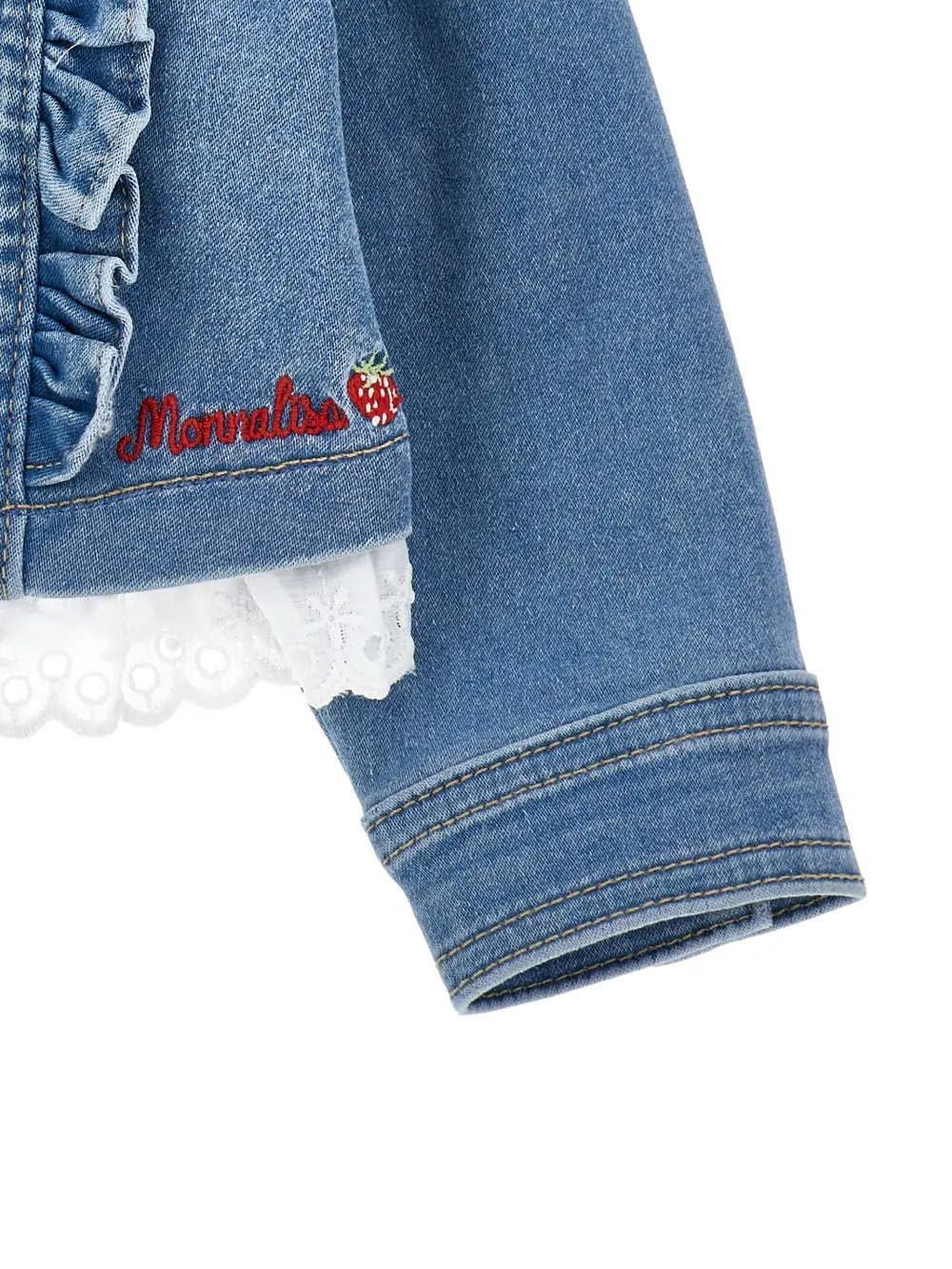 Monnalisa Spijkerjack met geborduurd logo Blauw