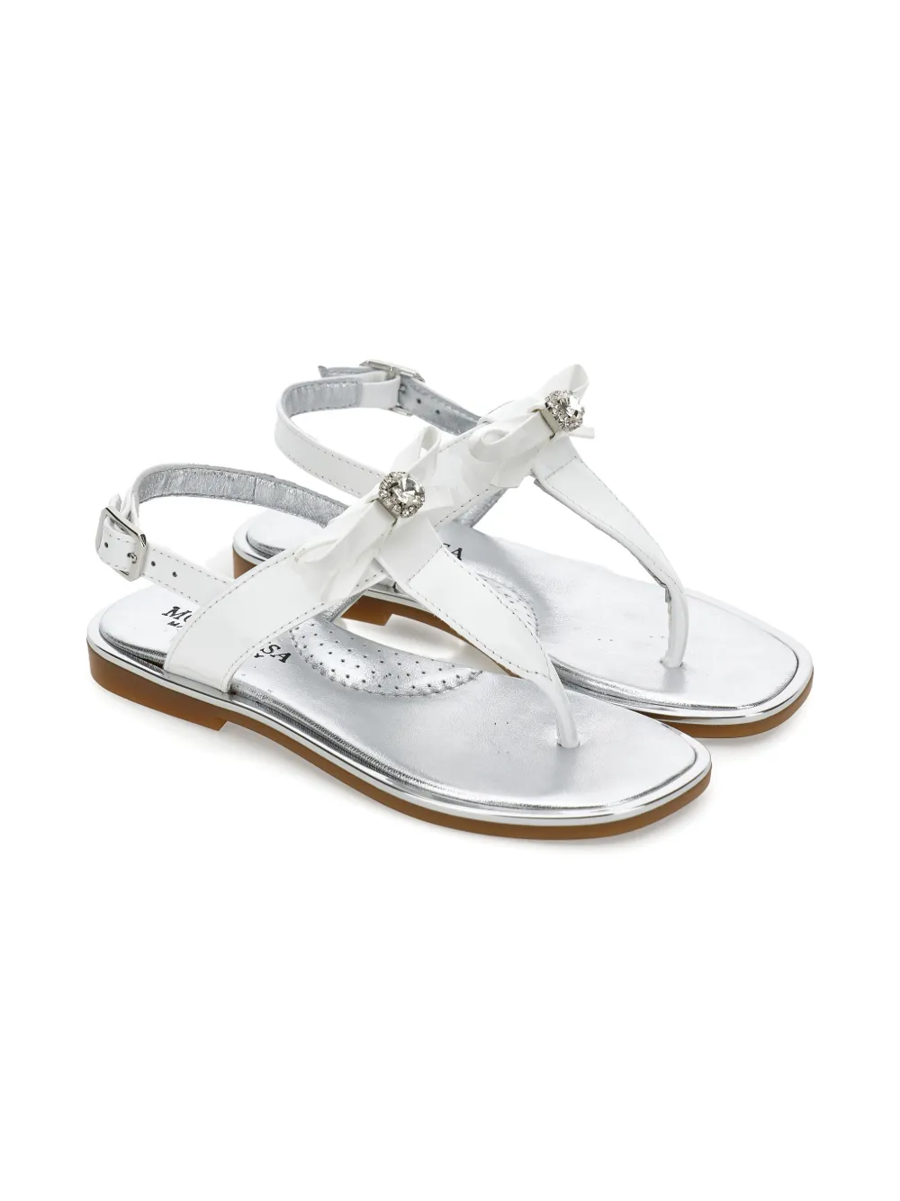Monnalisa bow-detail T-strap sandals | White | Image 1