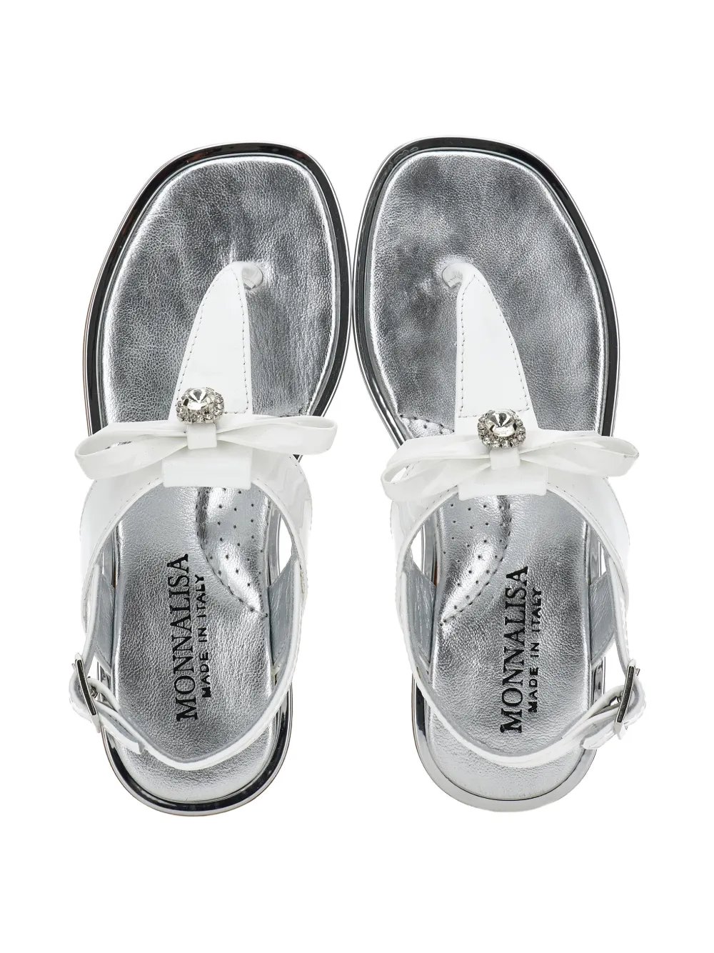 Monnalisa Sandalen met T-bandje en strikdetail Wit