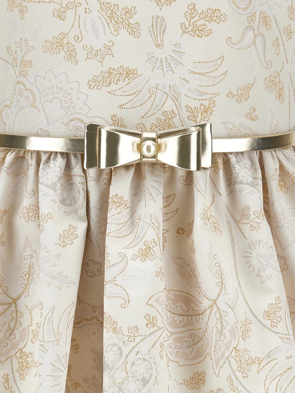 Monnalisa Jurk met bloemenprint en strik Beige