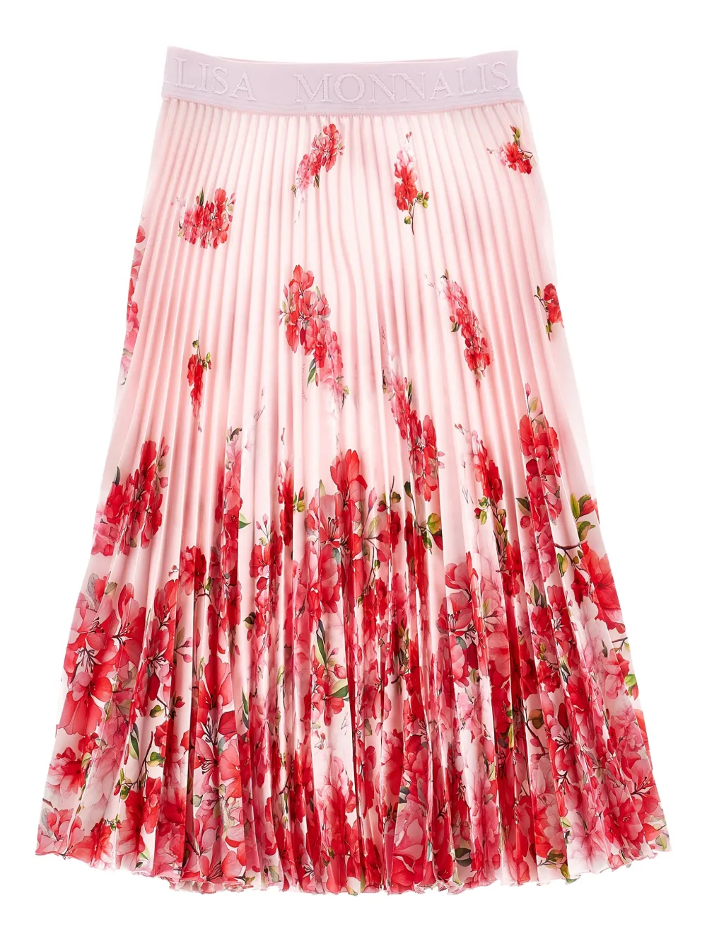 Monnalisa Plooirok met bloemenprint Roze