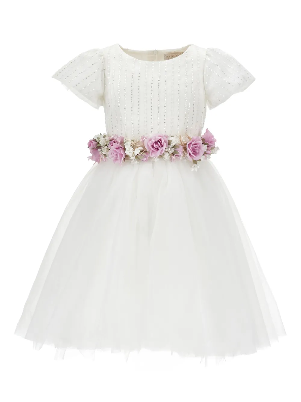 Monnalisa Abito con applicazione a fiori - Bianco