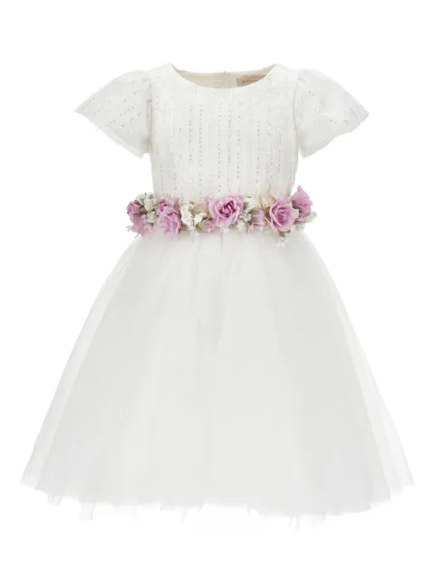 Monnalisa sequin floral-appliqué dress