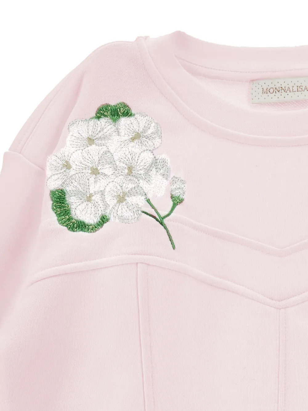 Monnalisa Sweater met geborduurde bloemen Roze