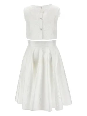 Haut Fille Chic Monnalisa Blanc Floral - Taille XS 13 Ans - Neuf Sans étiquettes - 100% Coton