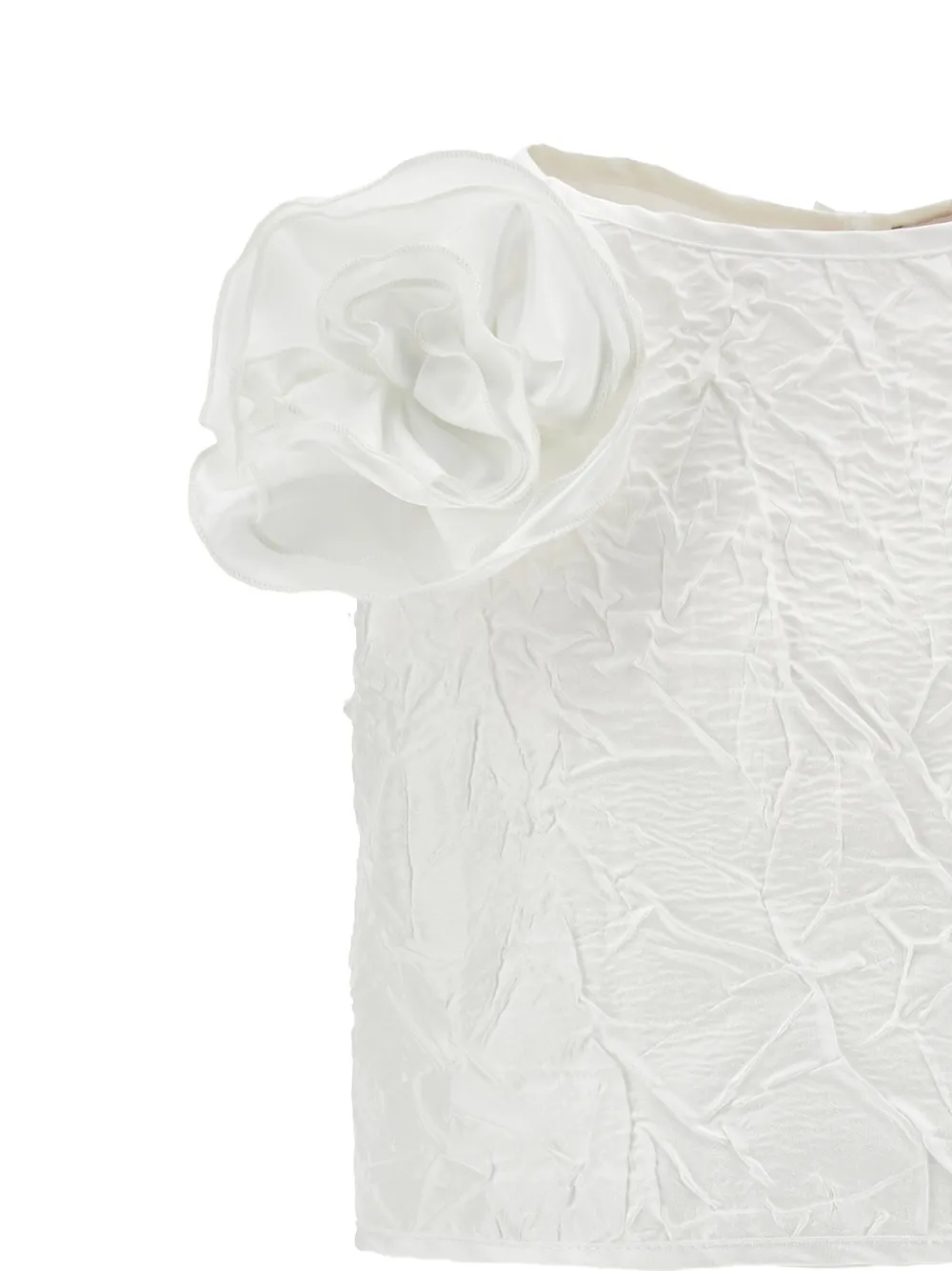 Monnalisa Flower-appliqué Skirt Set - White 