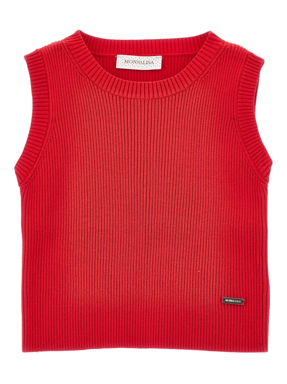 Monnalisa Top a coste con placca logo - Rosso