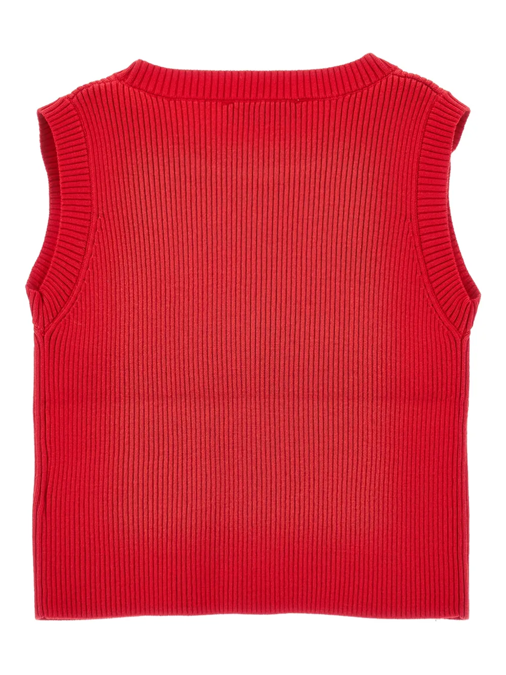 Monnalisa Geribbelde top met logoplakkaat Rood