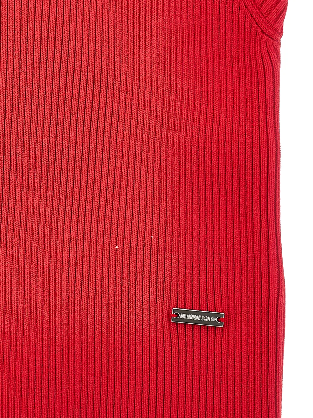 Monnalisa Geribbelde top met logoplakkaat Rood