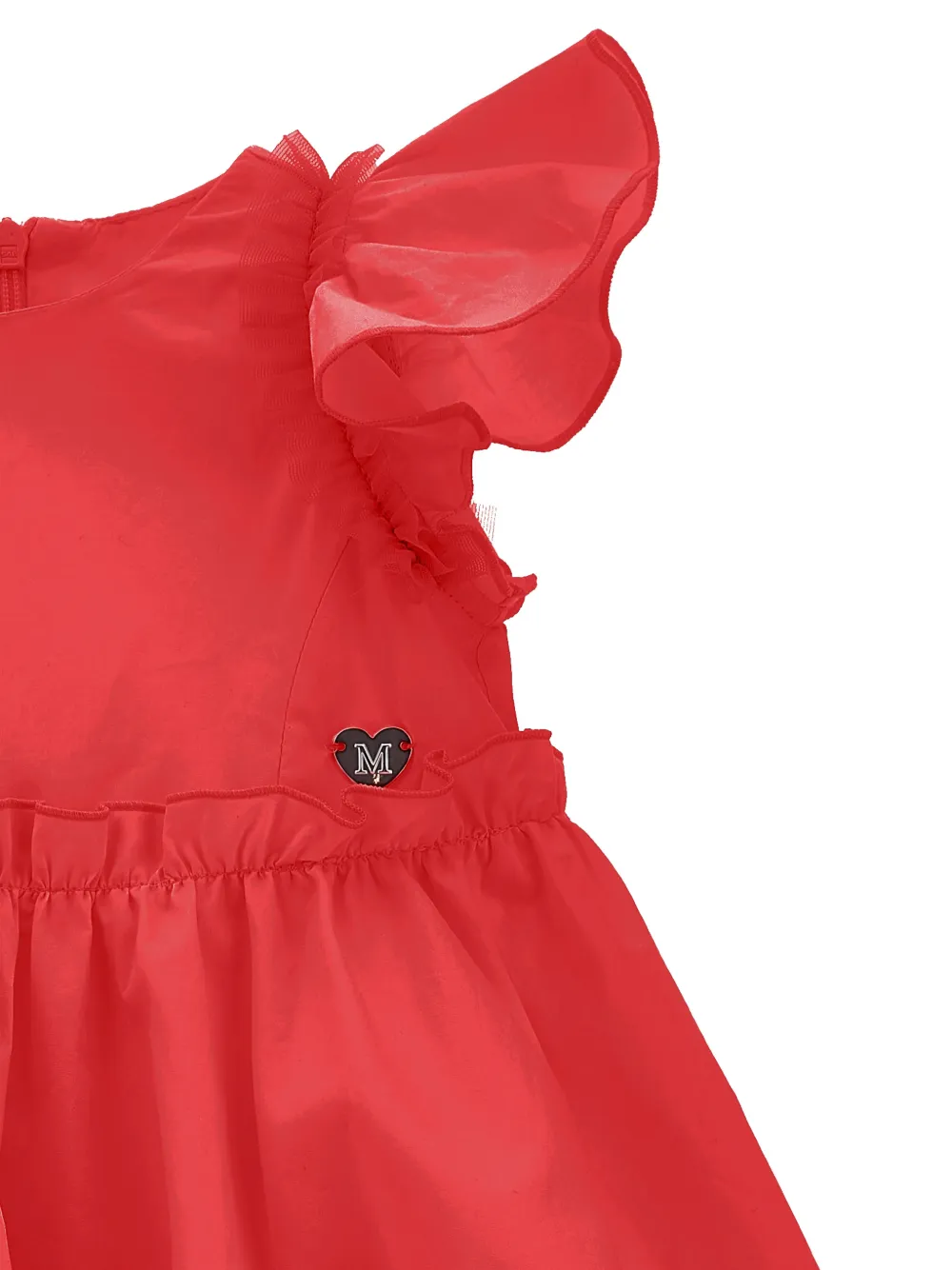 Monnalisa Jurk met ruchemouwen en logodetail Rood