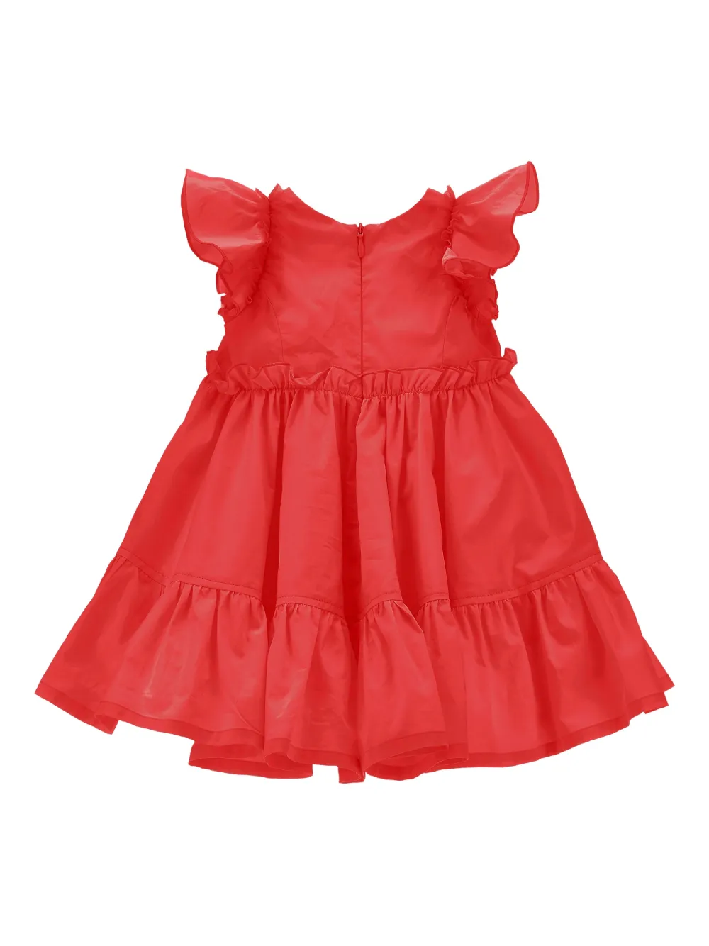 Monnalisa Jurk met ruchemouwen en logodetail Rood