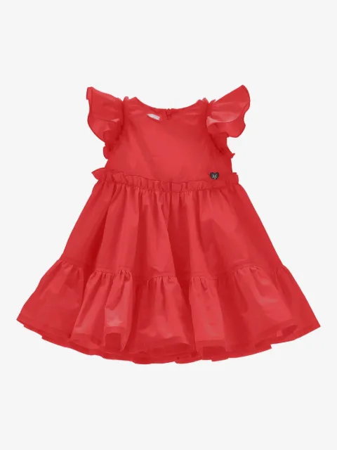 Monnalisa ruffled-sleeves logo-detail dress