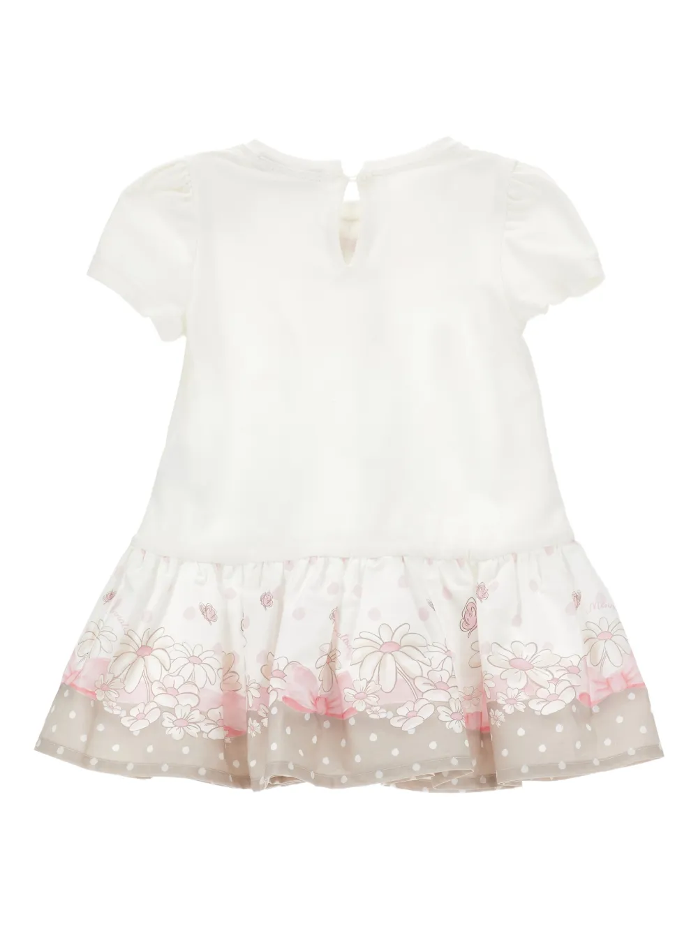 Monnalisa Jurk met bloemenprint en strikpatroon Wit