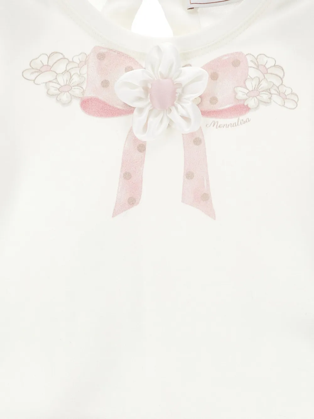 Monnalisa Jurk met bloemenprint en strikpatroon Wit