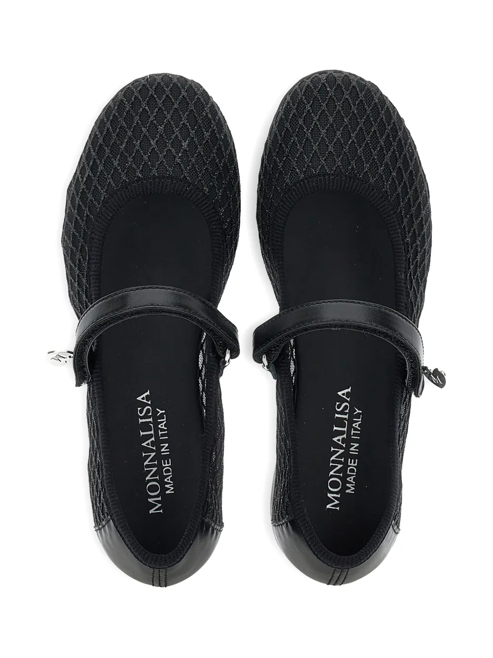 Monnalisa Mesh ballerina's met hartplakkaat Zwart