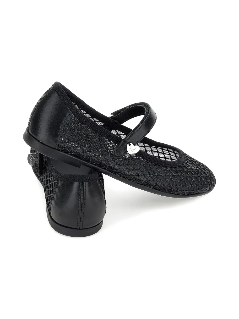 Monnalisa Mesh ballerina's met hartplakkaat Zwart