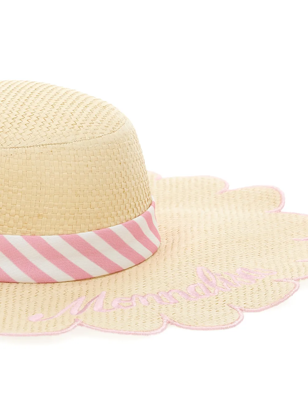  Monnalisa Striped Scalloped Sun Hat - Neutrals 